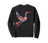 Origami red-crowned crane Japanese cherry blossoms T crane Sweatshirt