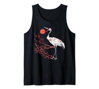 Origami red-Crowned Crane Japanese Cherry Blossoms T Crane Tank Top