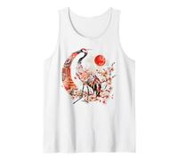 Origami red-Crowned Crane Japanese Cherry Blossoms T Crane Tank Top