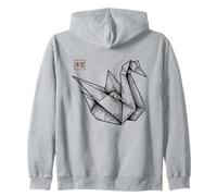 Origami Swan Hope Kanji Stamp Zip Hoodie