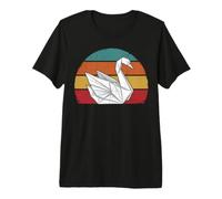 Origami Swan Retro Sunset Low Poly Geometric Bird Premium T-Shirt