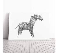 Origami Zebra Canvas Print | Gallery Wrapped 30mm Frame Wall Art | 20x14 inches | Ready to Hang | Modern Animals Picture | Living Room Bedroom Lounge Office