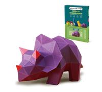 ORIGAMIPLANET 3D Dinosaur Origami Paper Model Kit, Cute Triceratops DIY Pre-Cut 3D Papercraft for Teens & Adults, Creative Handmade Animal Figurine Paper Sculpture STEM Puzzle Origami Gift Set