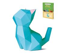 ORIGAMIPLANET 3D Origami Paper Craft Kit, Moonlit Kitten Cute DIY Pre-Cut Animal Papercraft Model for Beginners, Fun Handmade Home Decoration Gift for Adults & Kids-Green