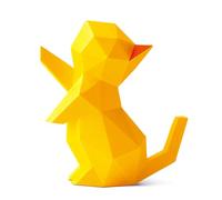 ORIGAMIPLANET 3D Origami Paper Craft Kit, Starpaw Kitten Cute DIY Pre-Cut Animal Papercraft Model for Beginners, Fun Handmade Home Decoration Gift for Adults & Kids-Yellow