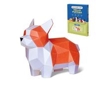 ORIGAMIPLANET Corgi 3D Origami Paper Craft Kit, Easy DIY Pre-Cut Dog Paper Sculpture Model for Adults, Cute Animal Handmade Home Decor Papercraft Gift Set for Beginners