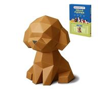 ORIGAMIPLANET Teddy 3D Origami Paper Craft Kit, Easy DIY Pre-Cut Puppies Paper Sculpture Model for Adults, Cute Animal Handmade Home Decor Papercraft Gift Set for Beginners