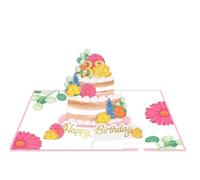 Origamo Pop-Up Birthday Card Floral Cake With Numbers Any Age Handmade Fold-Out - Handmade Cards Elegant, Customisable, Floral, Keepsake, Heartfelt, Colourful Design, 3D Features
