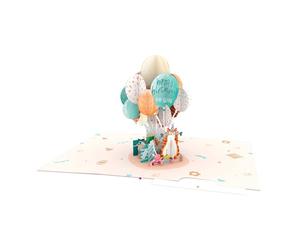 Origamo Pop-Up Birthday Card Ginger Cat Balloons Handmade Fold-Out 3D Cards - Pop-Up Cards Vibrant 3D Scene, Artistic Design, Heartfelt, Eco-Friendly, Cherished Keepsake, Cat Lovers
