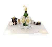 Origamo Pop-Up Greeting Card Celebration Champagne - Handmade 3D Design, Elegant, Customisable, Birthday, Anniversaries, Eco-Friendly, Keepsake, Joyful, Graduation