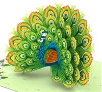 Origamo Pop-Up Greeting Card Peacock Handmade Fold-Out 3D - Cards 3D Design, Vibrant Colours, Heartfelt Gesture, Eco-Friendly, Keepsake, Birthday, Exotic Bird, Anniversary