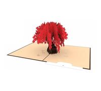 Origamo Pop-Up Greeting Card Red Bonsai Tree Handmade Fold-Out 3D Occasion Cards - Deluxe Collection Anniversary, Romantic Celebration, Elegant Design, Memorable Gift, Personal Insert