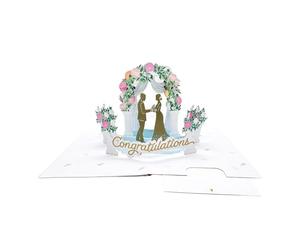 Origamo Pop-Up Wedding Card Congratulations Arch Handmade Fold-Out 3D Cards - Wedding Cards 3D Design, Eco-Friendly, Keepsake, Heartfelt, Joy, Unique, Elegant, Romantic, Memories