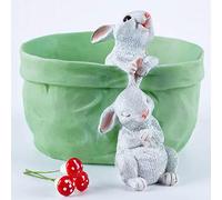 ORIGARDEN Succulent Pots Indoor-Outdoor Planter - Rabbit Flower Pot with Mushroom Decor,Bunny Plant Pot Pen Holder,Home Office Desk Decor Easter Gift Planter (8# with Drainage Hole)