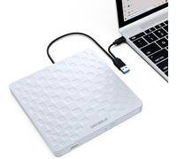 ORIGBELIE External CD DVD Drive for Laptop, USB 3.0 Type-C Ultra Slim 13mm DVD Player Portable CD DVD +/-RW Drive CD Burner Reader Writer Recorder for Desktop PC Windows 11/10/8/7 Linux Mac OS (White)