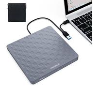 ORIGBELIE External CD DVD Drive for Laptop, USB 3.0 Type-C Ultra Slim 13mm DVD Player Portable CD DVD +/-RW Drive CD Burner Reader Writer Recorder for Desktop PC Windows 11/10/8/7 Linux Mac OS (Grey)