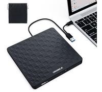 ORIGBELIE External CD DVD Drive for Laptop, USB 3.0 Type-C Ultra Slim 13mm DVD Player Portable CD DVD +/-RW Drive CD Burner Reader Writer Recorder for Desktop PC Windows 11/10/8/7 Linux Mac OS (Black)