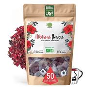 ORIGEENS 50 Hibiscus Tea Bags - Organic Dried Hibiscus Flower for Infusions, Iced Tea, Karkade, Draining Detox