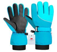 Origem Kids Ski Gloves - 3M Thinsulate Waterproof Winter Thermal Snow Gloves for Boys Girls with 5-finger Touch Screen Reflective Anti-Slip for 4-14 Years Snowboarding Skiing Hiking