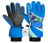 Origem Kids Ski Gloves - 3M Thinsulate Waterproof Winter Thermal Snow Gloves for Boys Girls with 5-finger Touch Screen Reflective Anti-Slip for 4-14 Years Snowboarding Skiing Hiking