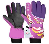 Origem Kids Ski Gloves - 3M Thinsulate Waterproof Winter Thermal Snow Gloves for Boys Girls with 5-finger Touch Screen Reflective Anti-Slip for 4-14 Years Snowboarding Skiing Hiking