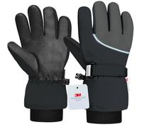 Origem Kids Waterproof Winter Ski Thermal Gloves - 3M Thinsulate Insulated Boys Girls Snow Gloves with 5-finger Touch Screen Reflective Anti-Slip for 4-14 Years children Snowboarding Skiing Hiking