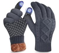 Origem Winter Thermal Gloves for Men and Women, Soft Knit Fleece Lined Touch Screen Anti-Slip Warm, for Cold Weather Driving Running Cycling Outdoor Commute