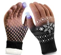 Origem Winter Thermal Gloves Men Women, Fleece Lined Knit Touchscreen | Soft warm gloves with anti-slip palms, comfortable fleece liner for driving, running, cycling, commuting and cold-weather use