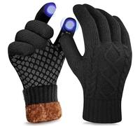Origem Winter Thermal Gloves Men Women, Fleece Lined Knit Touchscreen | Soft warm gloves with anti-slip palms, comfortable fleece liner for driving, running, cycling, commuting and cold-weather use