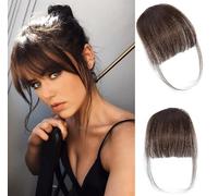 ORIGEN Clip in Bangs Human Hair Clip on Bangs with Underwire Hairpieces Artificial Front Bangs Extensions for Women Dark Brown