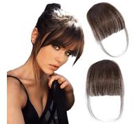 ORIGEN Clip in Bangs Human Hair Clip on Bangs with Underwire Hairpieces Artificial Front Bangs Extensions for Women Dark Brown