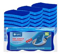 Orighty Non-Scratch Cellulose Scrub Sponges, 24 Pack, Kitchen Sponges for Household and Bathroom, Dual Side Sponges for Dishes, Non-Scratch Sponges Safe on Non-Stick Cookware, Car and More