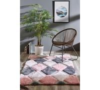 Origin '3D GEO Shaggy' Rug in Pink | Size: 160 cm x 230 cm Origin Pink 160 cm x 230 cm