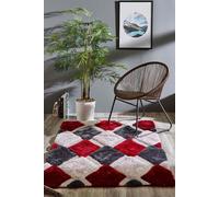 Origin '3D GEO Shaggy' Rug in Red | Size: 80 cm x 150 cm Origin Red 80 cm x 150 cm