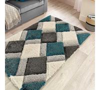 Origins 3D Geo Shaggy Teal 160X230, Green