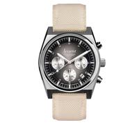 Accurist Origin 41mm Quartz Watch in Black with Chronograph Analogue Display, and Cream Canvas Strap 70004