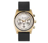 Origin Chrono Silver Dial Black Leather Mens Watch