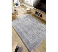 Origin Frame Border Shaggy Rug Silver