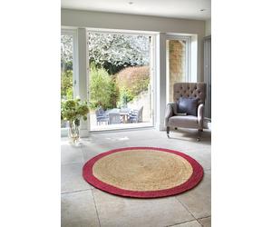 Origin 'Jute Border' Rug in Raspberry | Size: 150 cm diameter Origin Raspberry 150 cm diameter