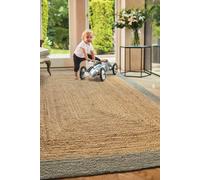 Origin Jute Border Sage Green in Light Sand | Size: 120 cm x 170 cm Origin Light Sand 120 cm x 170 cm