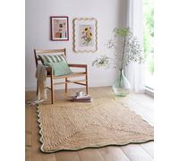 Origin Jute Scalloped Edge Green Short Pile Rug - 160x230cm