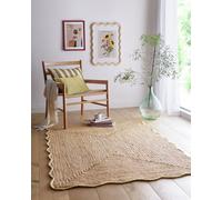 Origin Jute Scalloped Edge Yellow Short Pile Rug - 120x170cm