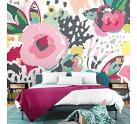 Origin Murals Abstract Floral Raspberry Pink Matt Smooth Paste The Wall Mural 300Cm Wide X 240Cm High