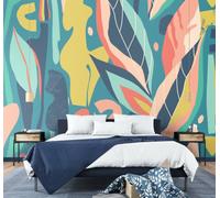 Origin Murals Abstract Leaf Shape Blue Matt Smooth Paste The Wall 350Cm Wide X 280Cm High