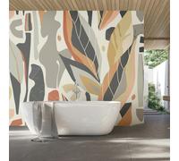 Origin Murals Abstract Leaf Shapes Wall Mural - Grey - Medium - W300cm x H240cm