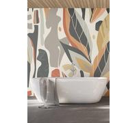 Origin Murals Abstract Leaf Shapes Wall Mural in Grey | Size: W300 cm x H240 cm Origin Murals Grey W300 cm x H240 cm