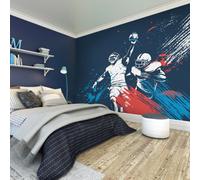 Origin Murals American Footballers Paint Splash Blue Paste The Wall Mural 300Cm Wide X 240M High