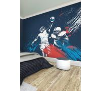 Origin Murals American Footballers Paint Splash Wall Mural in Blue | Size: W300 cm x H240 cm Origin Murals Blue W300 cm x H240 cm