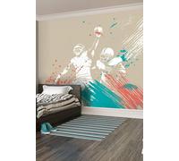 Origin Murals American Footballers Paint Splash Wall Mural in Grey | Size: W350 cm x H280 cm Origin Murals Grey W350 cm x H280 cm