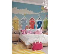 Origin Murals Beach Huts Wall Mural | Size: W300 cm x H240 cm Origin Murals Multicolor W300 cm x H240 cm